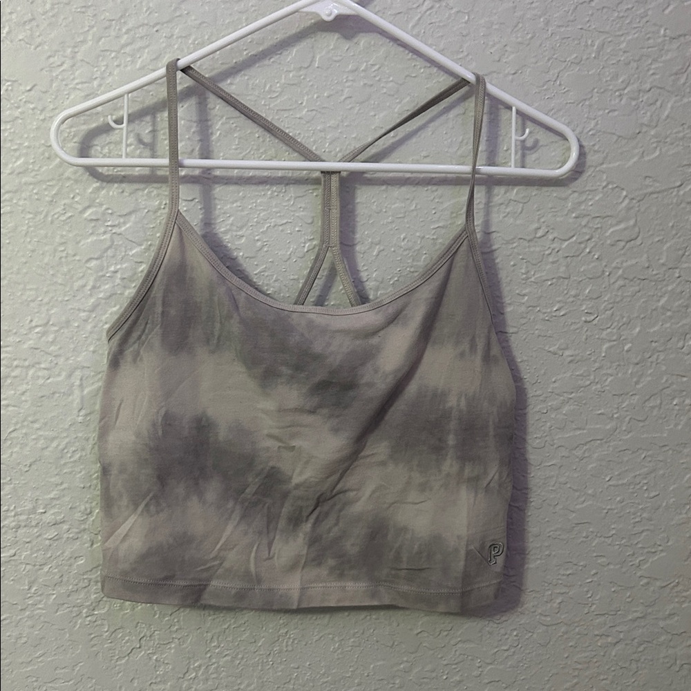 Gray Tie-Dye Strappy Crop Top
